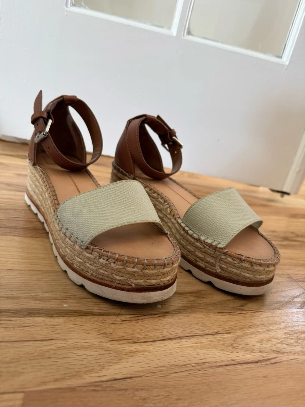 Dolce Vita Espadrille Platform Sandals in Cream and Brown